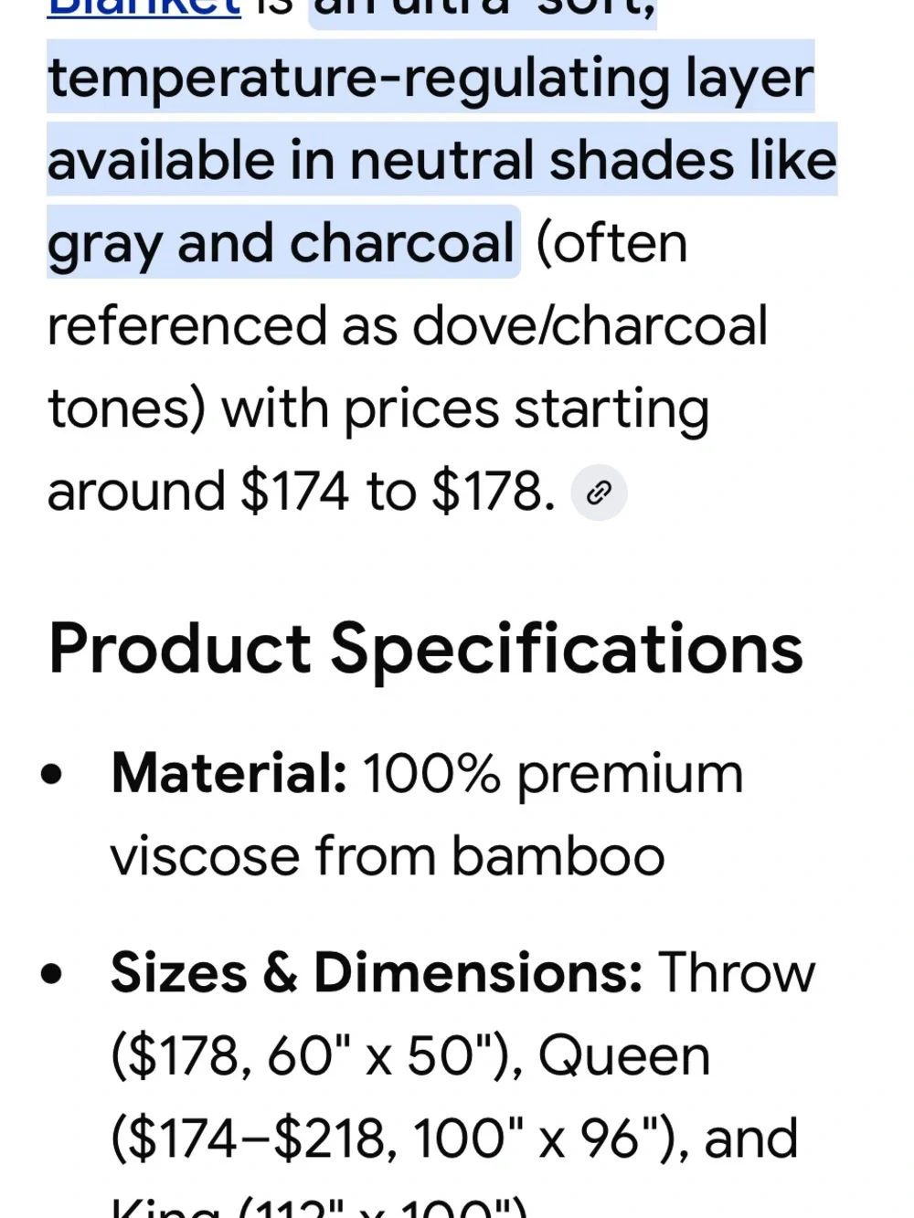 Cozy Earth Gray Bamboo Throw Blanket - 50x60 with canvas bag